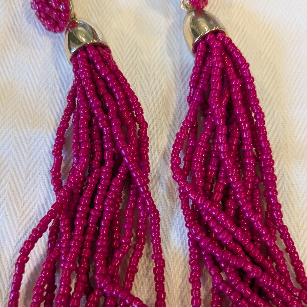 J. Crew Pink and Silver Tassel Earrings